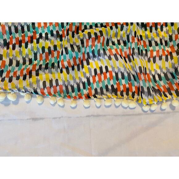 Joy Joy Kimono Boho Medium Large Beach Cover-Up Summer with Pom Poms - Picture 3 of 6